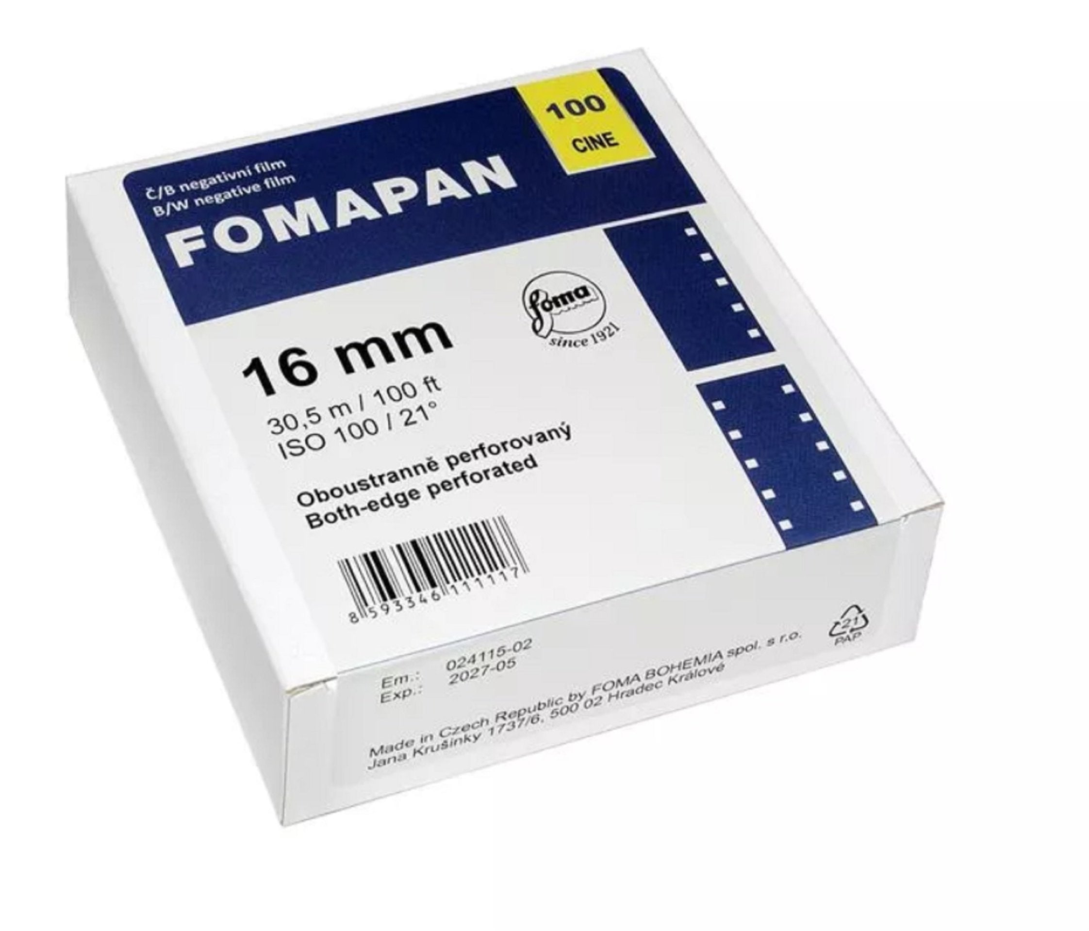Fomapan Cine 100 16mm/30,5m doppelseitig perforiert