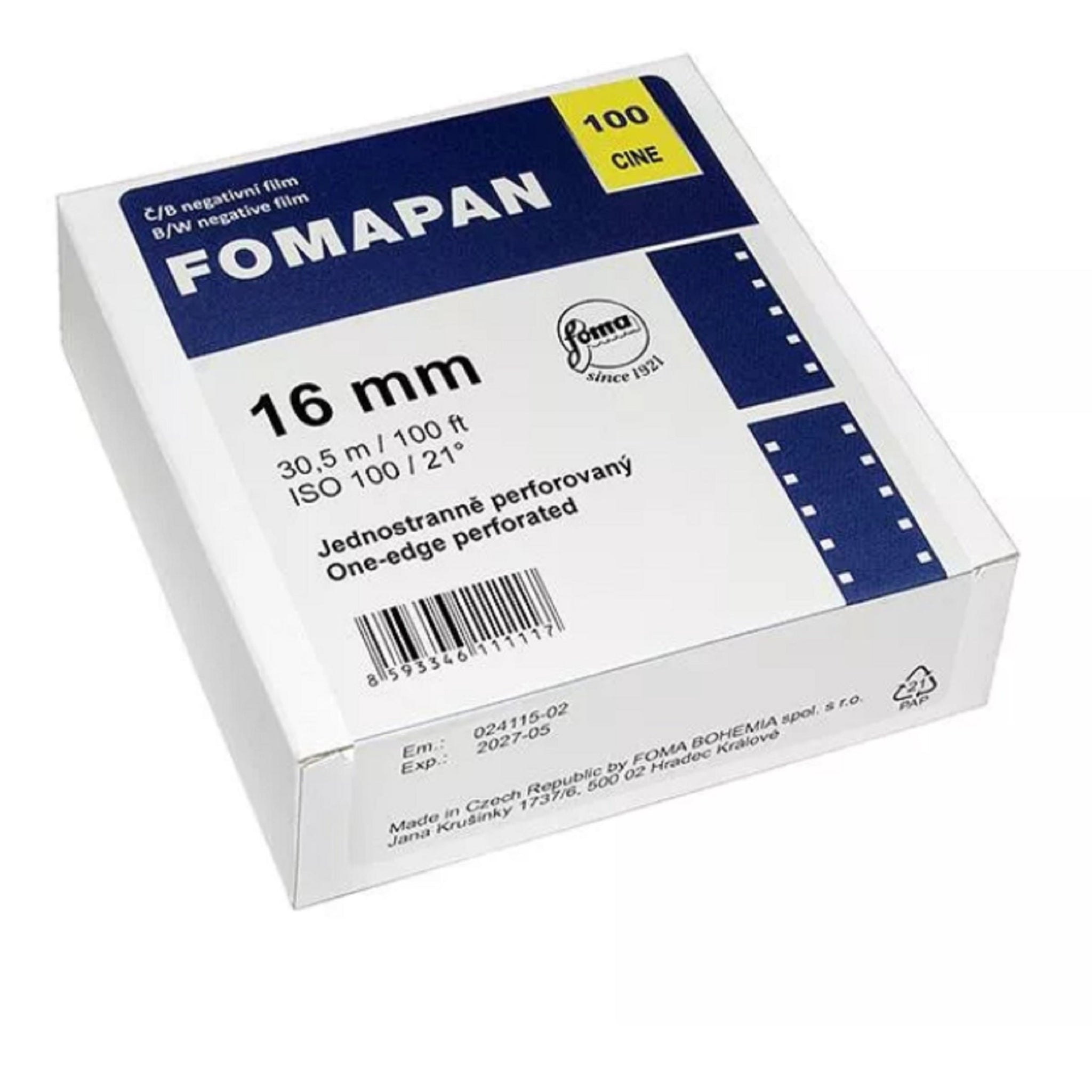 Fomapan Cine 100 16mm 30.5m S/W negative one-edge